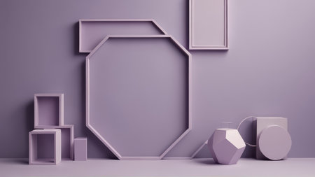 Minimalist abstract scene with geometrical forms. 3d renderの写真素材