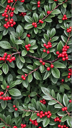Red berries on the branches of a bush. Close-up.