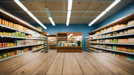 Blurred image of library and bokeh for background usage.の写真素材