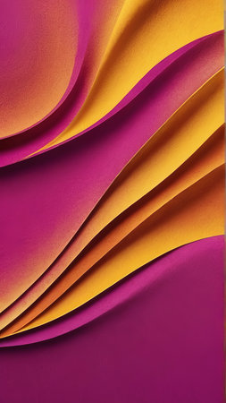 abstract background made of curved sheets of paper in pink and orange colors