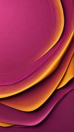 Abstract background of curved sheets of paper in pink, orange and yellow colors