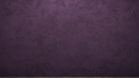 Purple grunge wall background or texture with wooden floor and copy spaceの写真素材