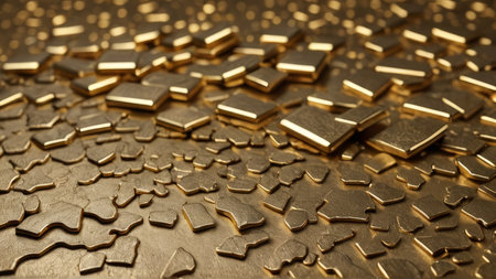 golden background with many small pieces of gold, abstract background.