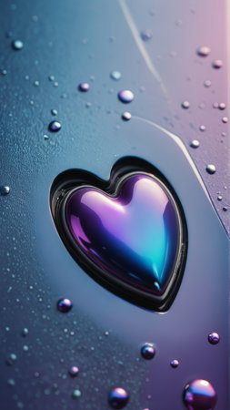 Heart-shaped drops of water on a blue background. 3d renderingの写真素材