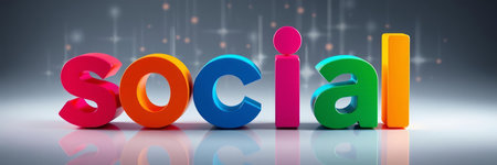 Social media concept. Colorful 3D word social on white background