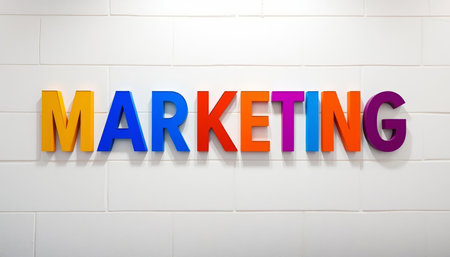 MARKETING sign on a white wall. 3d illustration