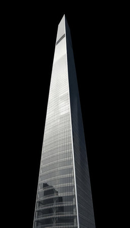Skyscraper on a black background. 3d rendering. Computer digital drawing.
