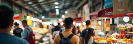 Unidentified Thai people walking and shopping at market in Bangkok, Thailand.の写真素材