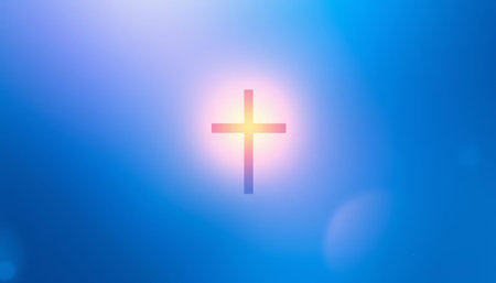 Cross on a blue background. Christian symbol. Cross on a blue background.