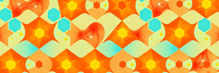 Seamless tie dye geometric pattern. Shibori print. Watercolor symmetrical background.