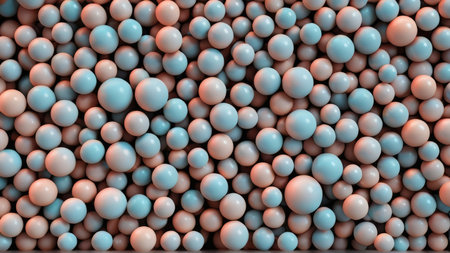 3d render, abstract background of blue and pink spheres, 3d illustration