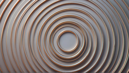 Abstract 3d rendering of geometric shape. Modern background design with circles.の写真素材