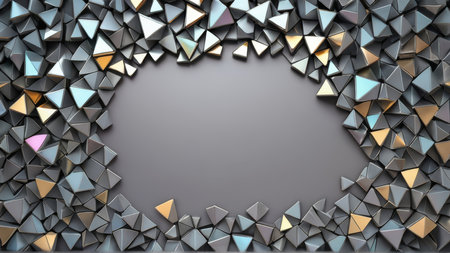 Abstract 3d rendering of chaotic polygonal shape. Futuristic background with geometric shapes.