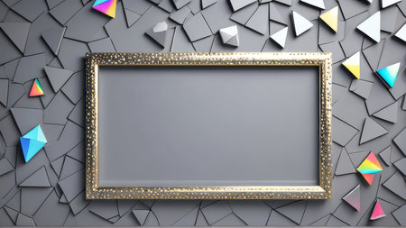 Abstract geometric background with golden frame. Vector illustration. Eps 10.