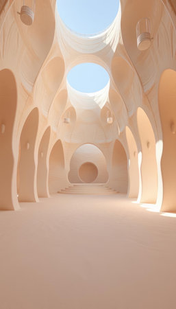 Abstract modern architecture background, empty open space interior. 3D renderingの写真素材