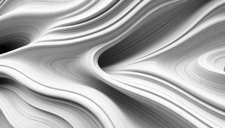 black and white abstract background with smooth wavy lines in monochrome
