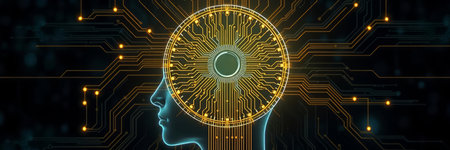 Artificial intelligence (AI) and machine learning concept. 3D rendering