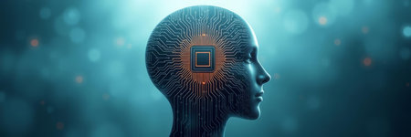 Artificial intelligence (AI) and machine learning concept. 3D rendering