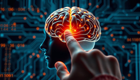Human brain with circuit board background 3D rendering concept of artificial intelligence