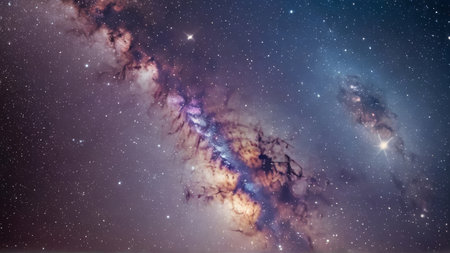 Night sky with stars and nebula. Elements of this image furnished by NASA.の写真素材