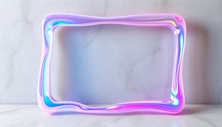 3d rendering of abstract neon light framele background. Modern minimal design.の写真素材
