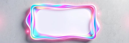 Blank white card with rainbow lines on concrete background. 3d rendering