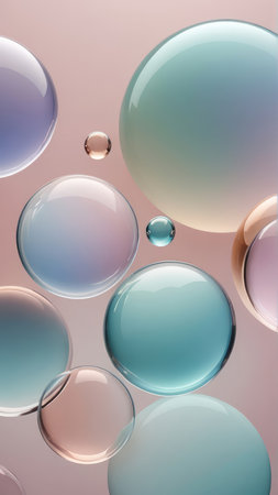 Colorful abstract background with transparent bubbles. 3d rendering, 3d illustration.