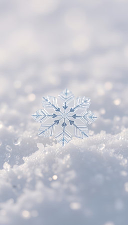 Snowflake on the snow. Winter background with snowflakes.