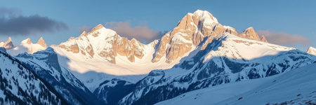 Panoramic view of mountains in Himalayas, Nepalの写真素材