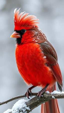 Male Northern Cardinal (cardinalis cardinalis) perched on a branchの写真素材