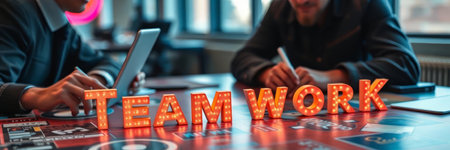 Teamwork concept. Business people working together in office. Teamwork concept.の写真素材