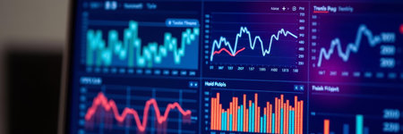 Stock market data on monitor. Business financial graph on monitor. Stock market data on monitor....