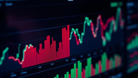 Stock market or forex trading graph and candlestick chart suitable for financial investment concept. Economy trends background for business idea and all art work design.の写真素材