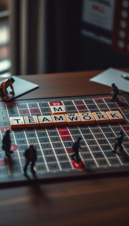 People playing board game on table in office. Business and finance concept.の写真素材