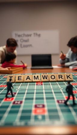 Teamwork concept. Group of people playing a game.の写真素材