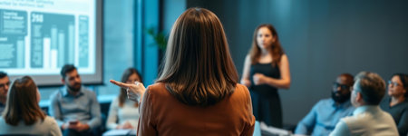 Business people in conference room. Selective focus on businesswoman.の写真素材