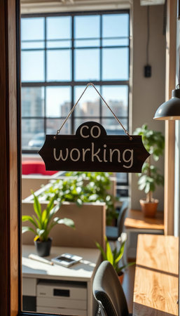 Wooden signboard with text Go Working.の写真素材