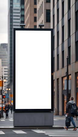 Blank white street billboard on city street. 3d illustration.の写真素材