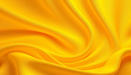 Yellow satin fabric as background, close up. 3d renderの写真素材
