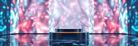 3d render, abstract background, black podium, pedestal, platform for cosmetic product presentation