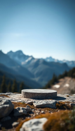 Stone pedestal on the top of a mountain in the Alps.の写真素材