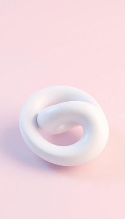 White plastic ring on pink background. Minimal concept. 3d renderの写真素材