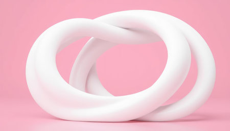 Abstract white ring on a pink background. 3d render illustration.の写真素材