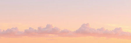 Sunset sky background with tiny clouds. Panoramic image.