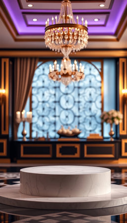 3d rendering luxury chandelier in the lobby of the hotelの写真素材