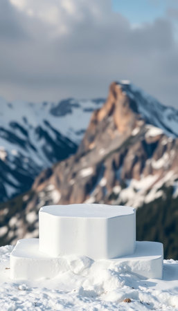 White pedestal on the background of the Dolomites, Italyの写真素材