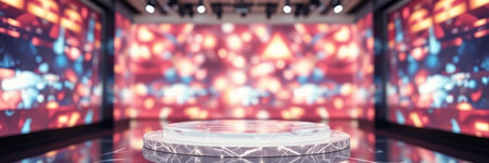 Empty podium for product display with bokeh background. 3d renderingの写真素材