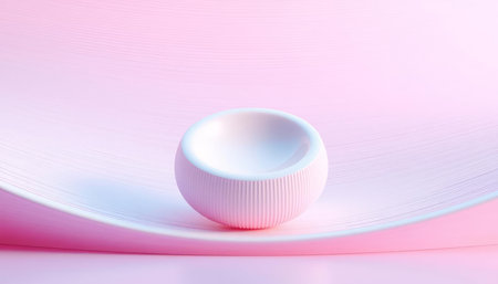 White ceramic container on a pink background. Minimalistic concept.の写真素材