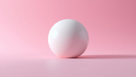 White ball on pink background. Minimal concept. 3d renderの写真素材