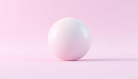 White ball on pastel pink background. Minimal concept. 3d renderの写真素材